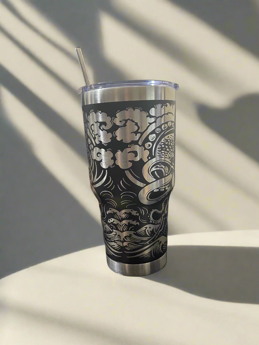 30oz Tumbler Lighthouse and Octopus