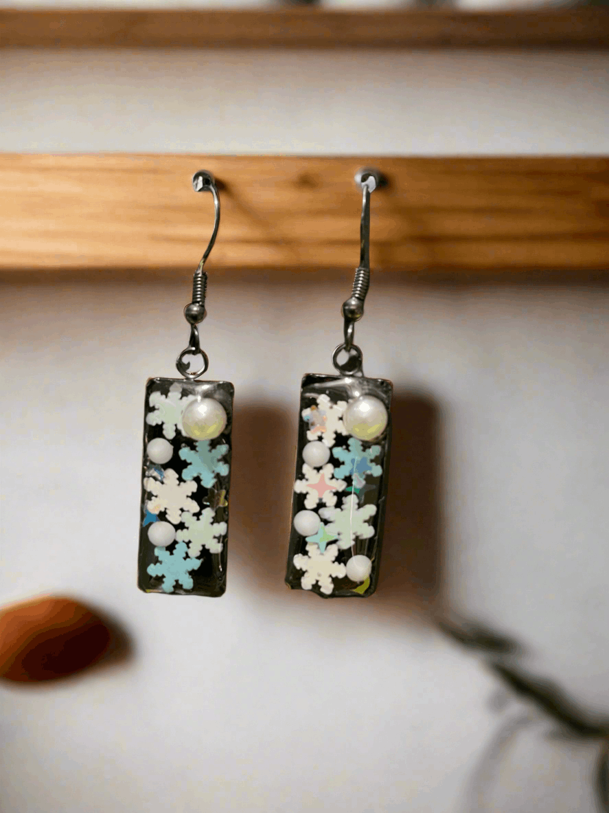 Snowflake handmade resin earrings