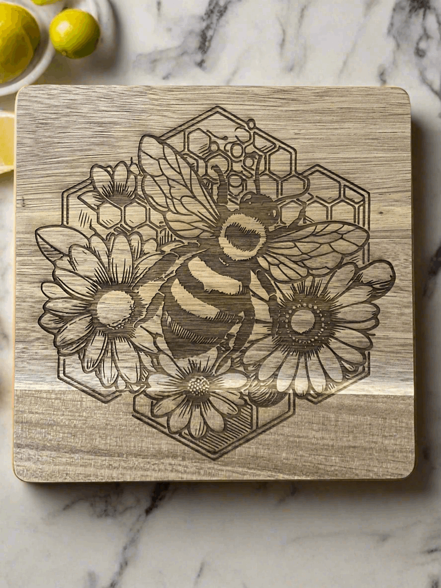 Bee laser engraved trivet