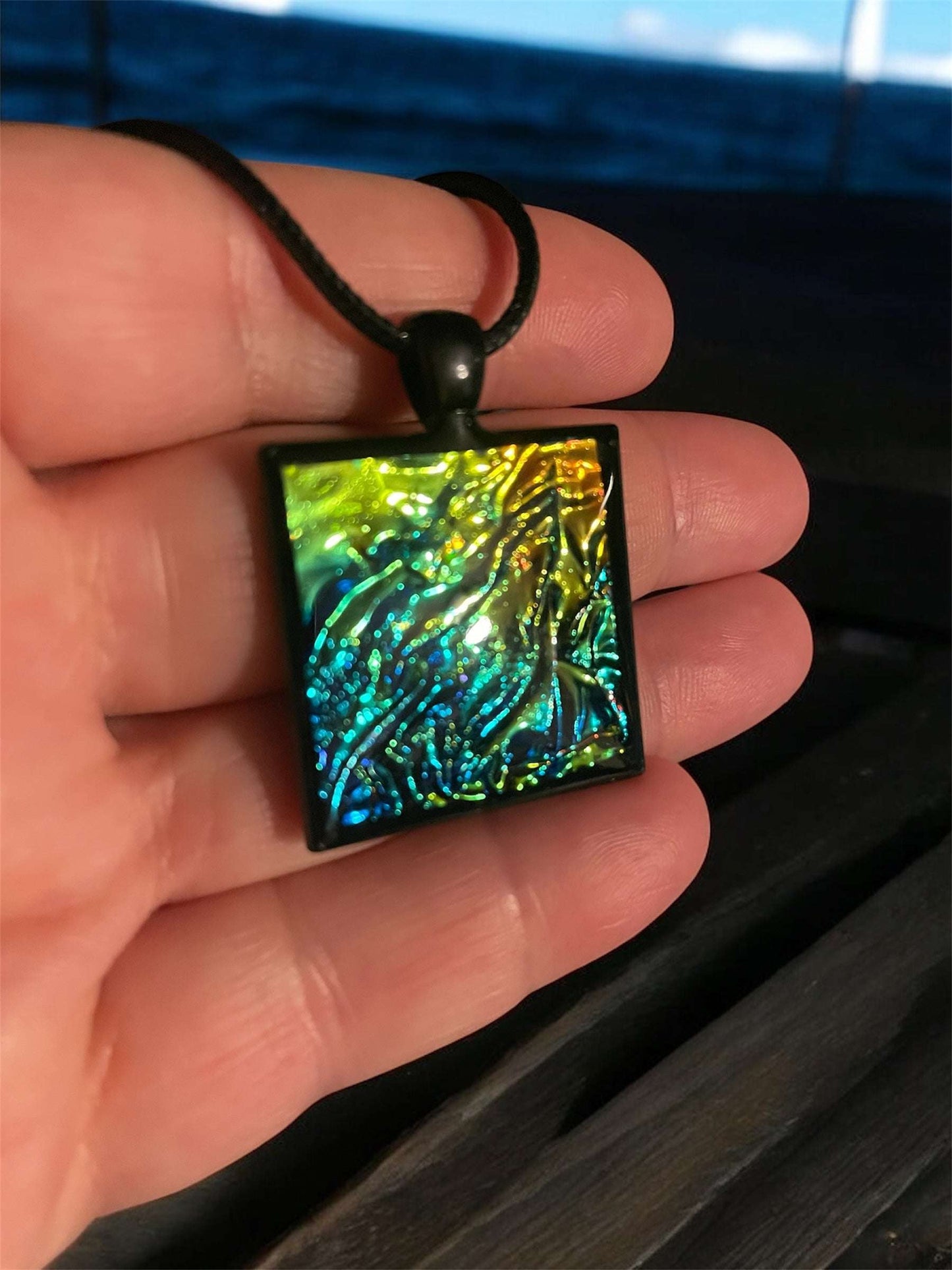 Color shifting handmade pendant