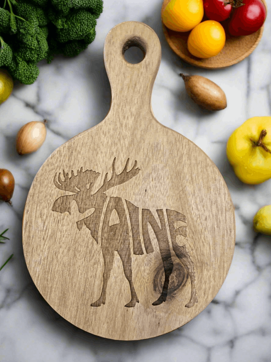 Maine Moose laser engraved mini cutting board