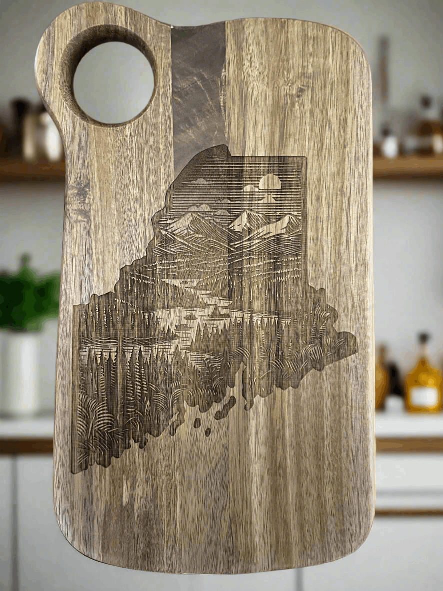 State of Maine laser engraved cutting board