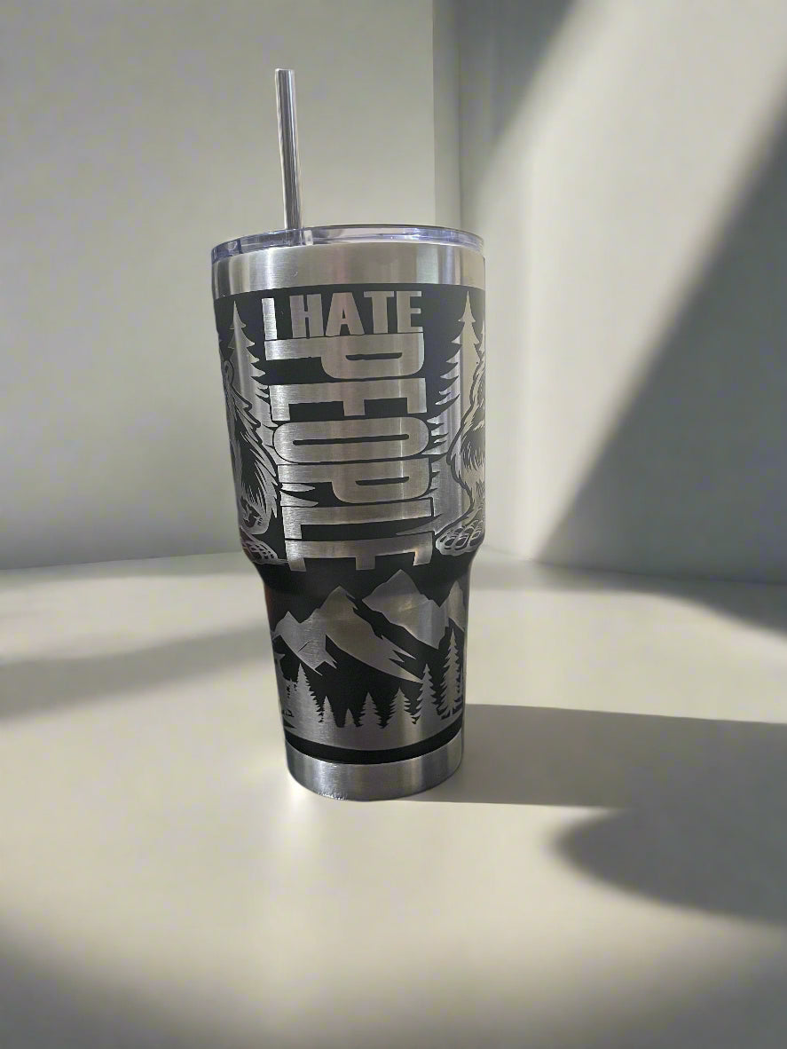 Bigfoot I hate People Laser engraved