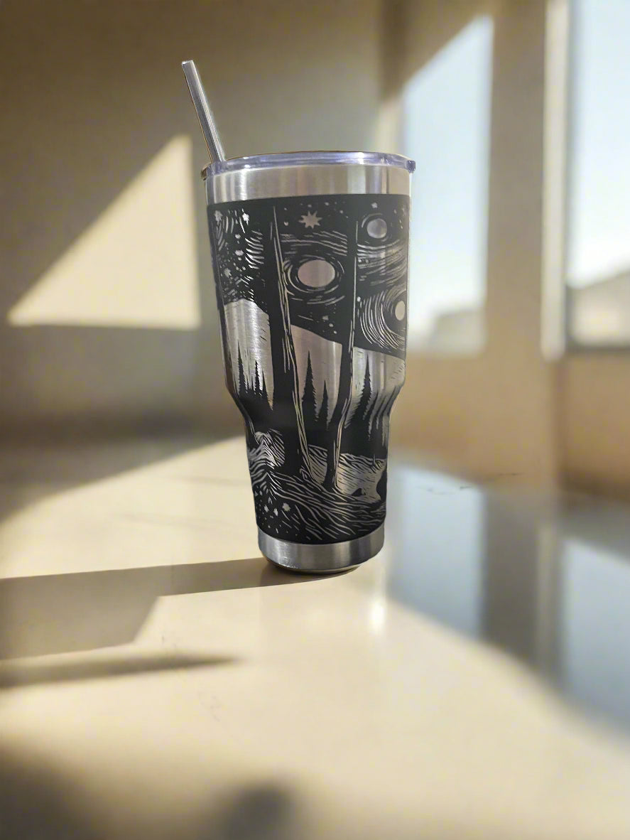 Bigfoot laser engraved tumbler