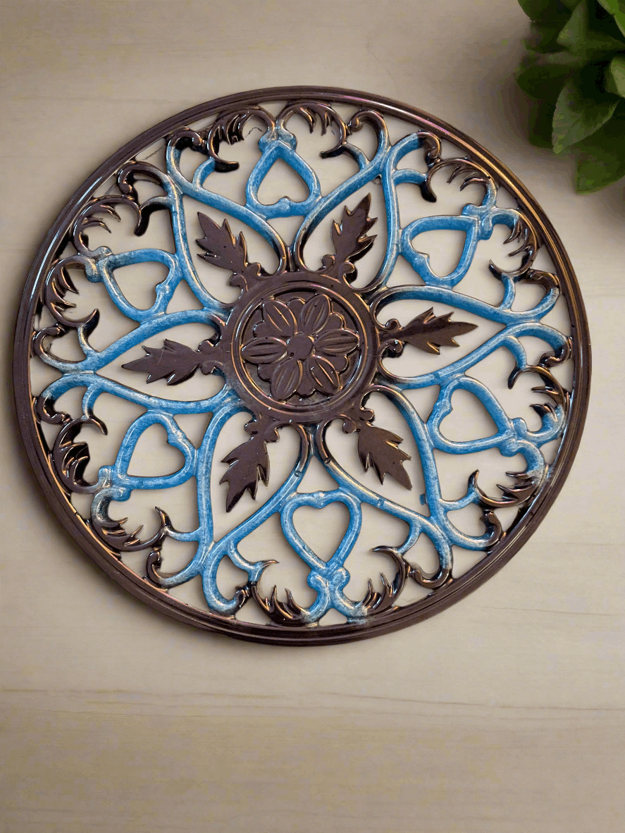Blue Colored Trivet overview made of resin