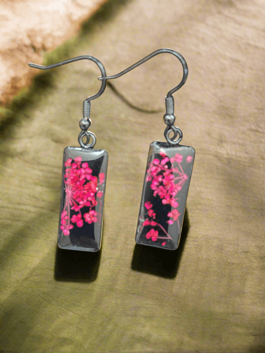 Handmade flower resin earrings