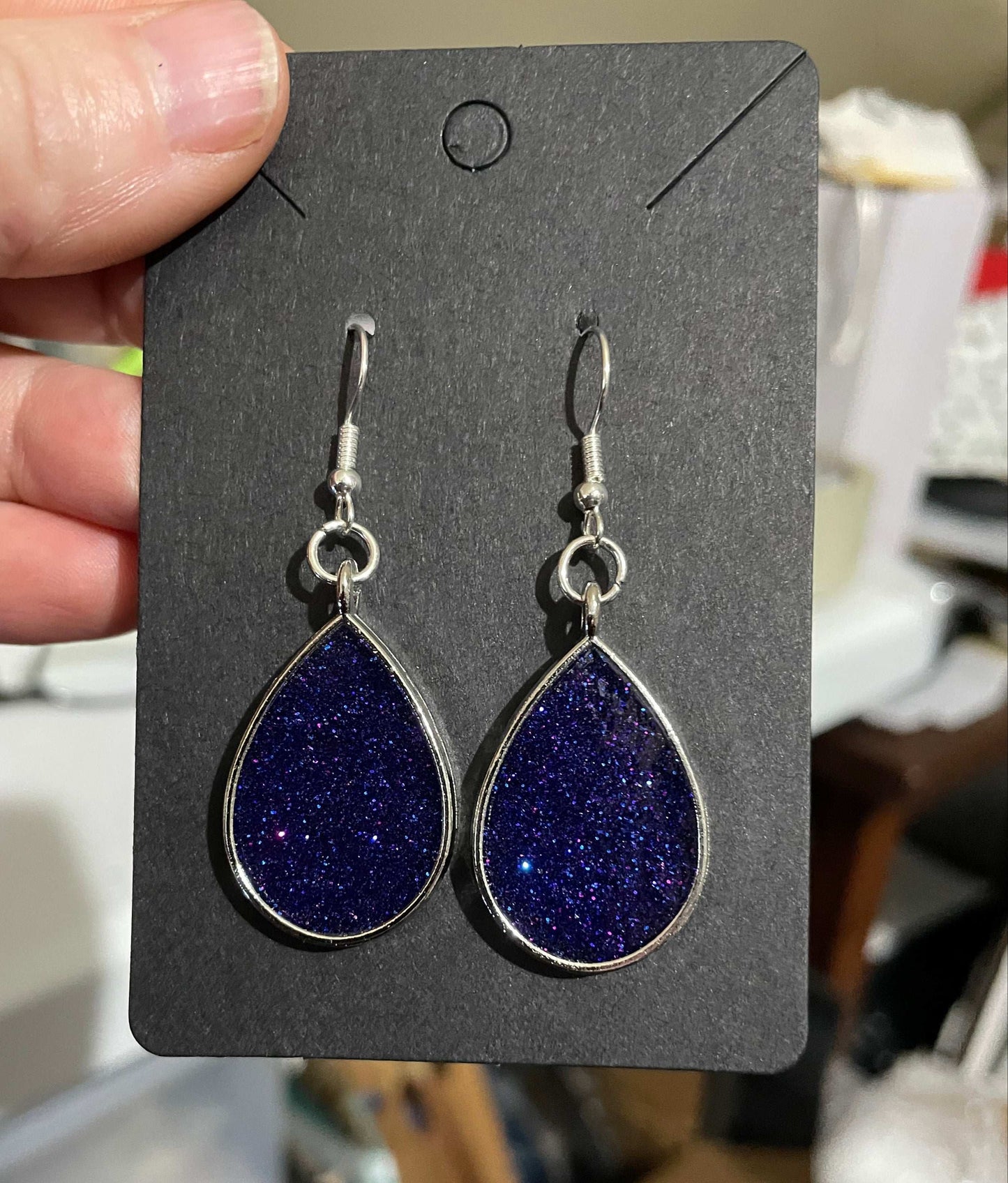 Handmade Purple Tear Drop Earrings