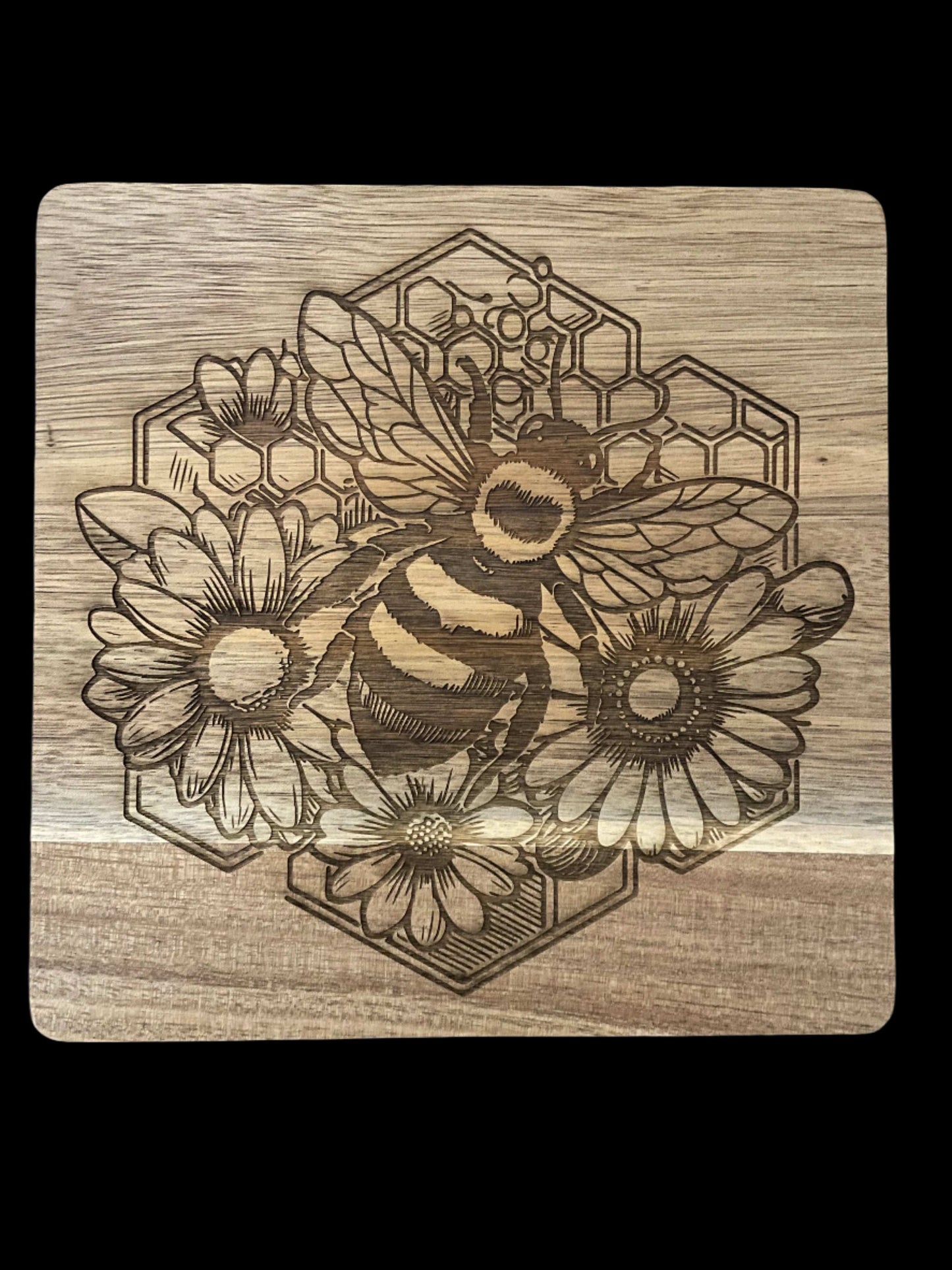 Bee laser engraved trivet