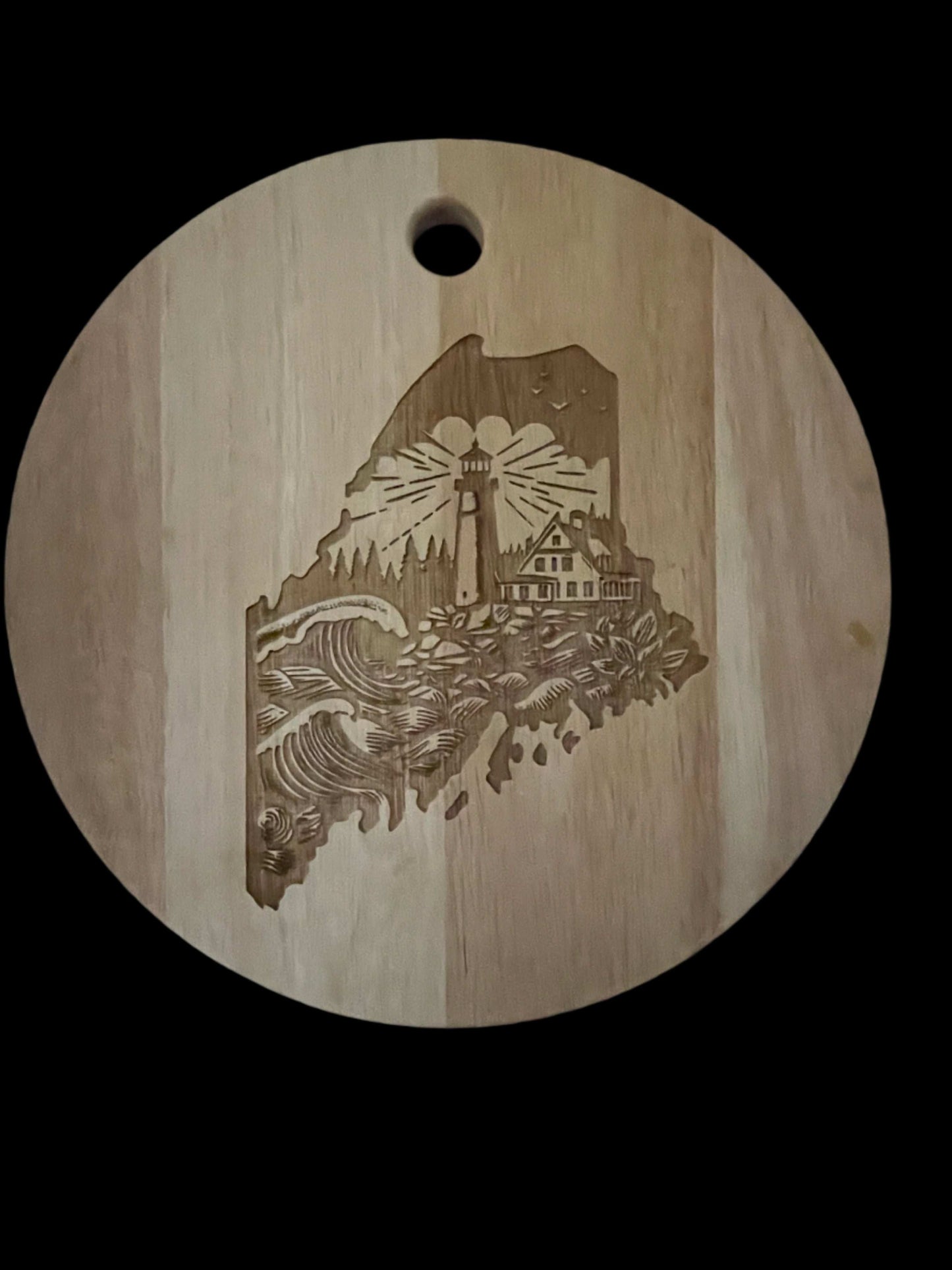 State of Maine laser engraved round trivet