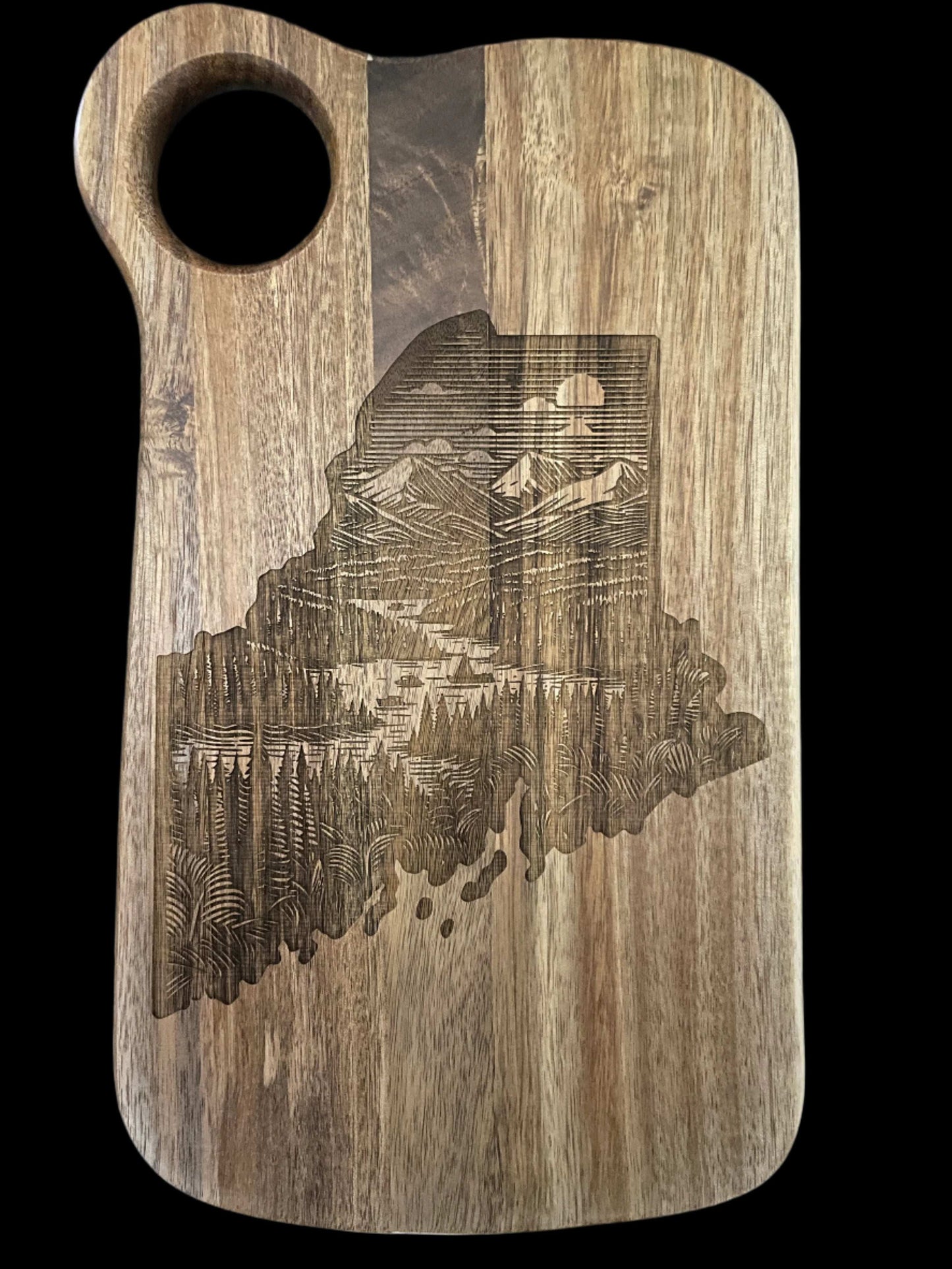 State of Maine laser engraved cutting board