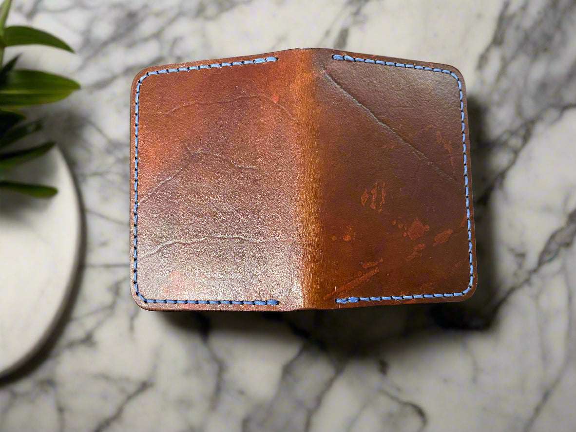 Brown Handmade Leather Wallet back view