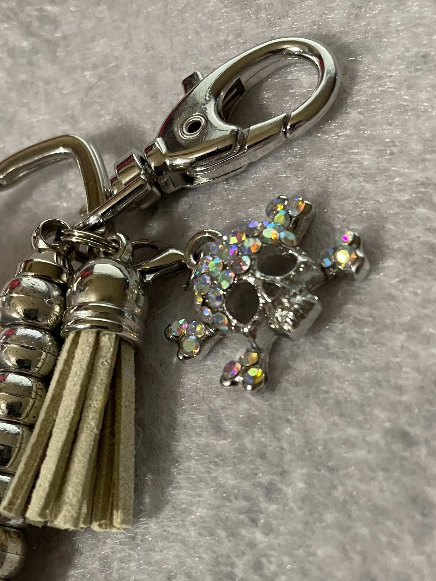 Skull and Bones keychain Charm close up