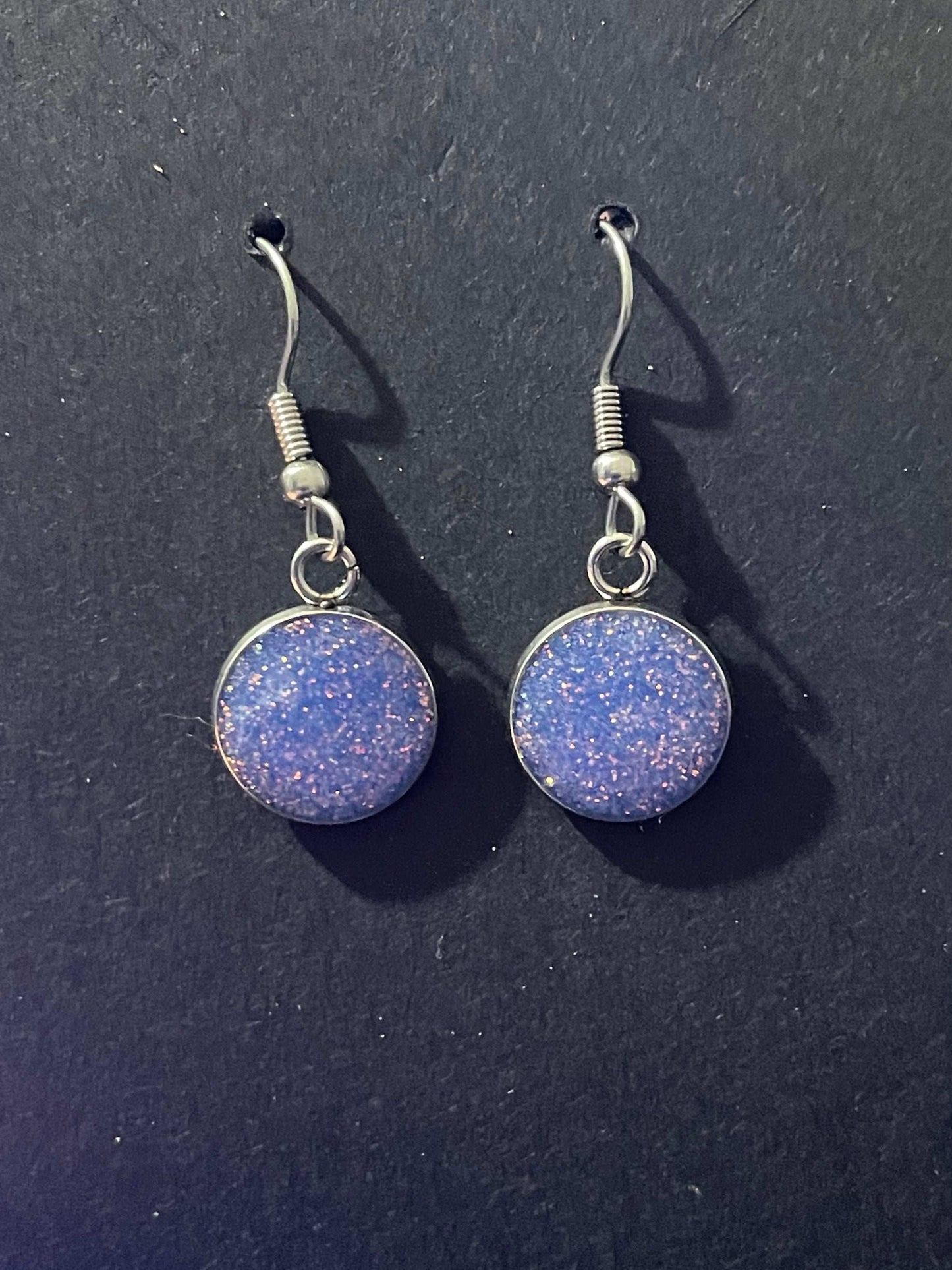 Round Lavender Earrings made with UV resin