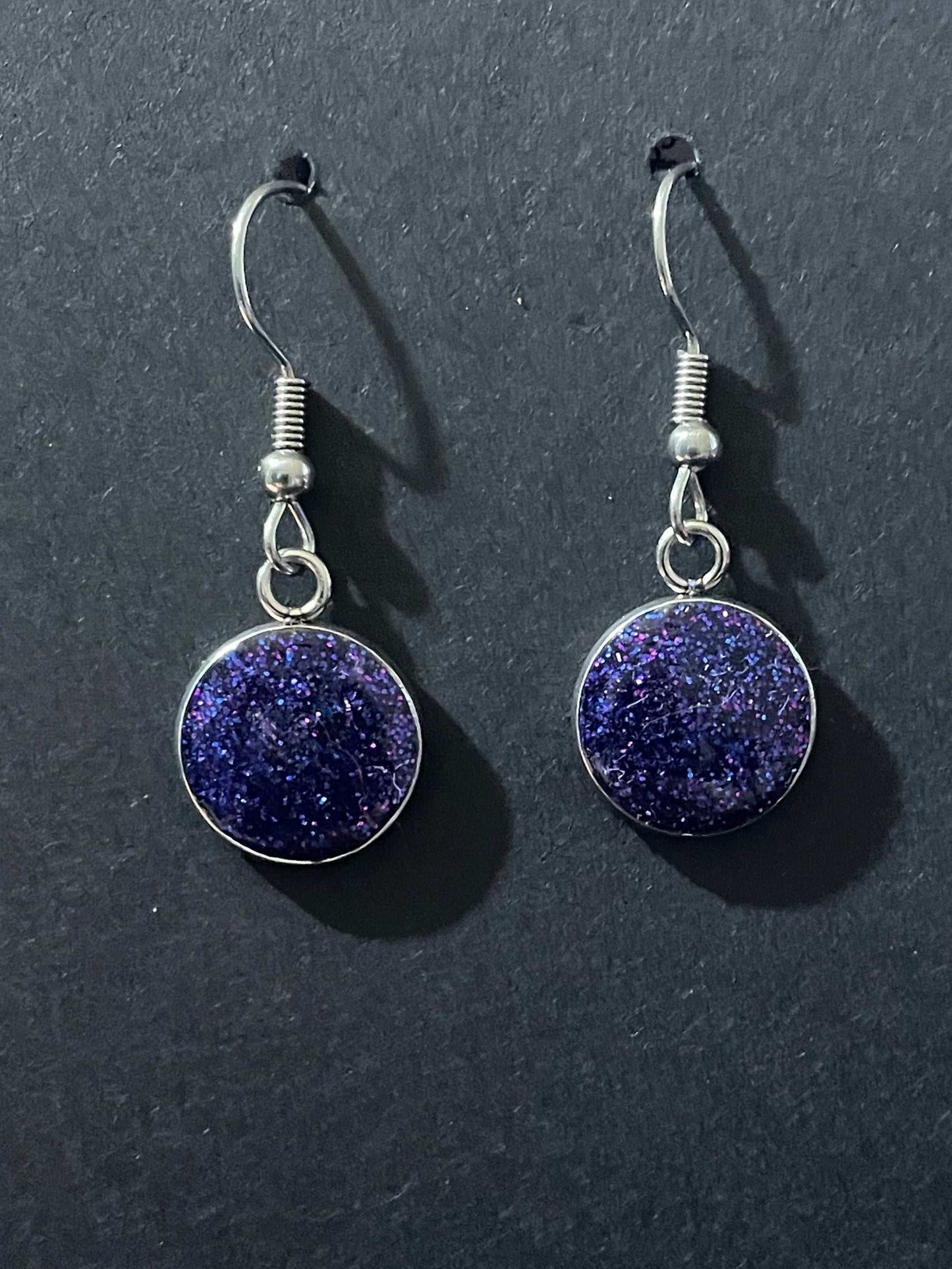 Electric Dark Purple Rounded Earrings