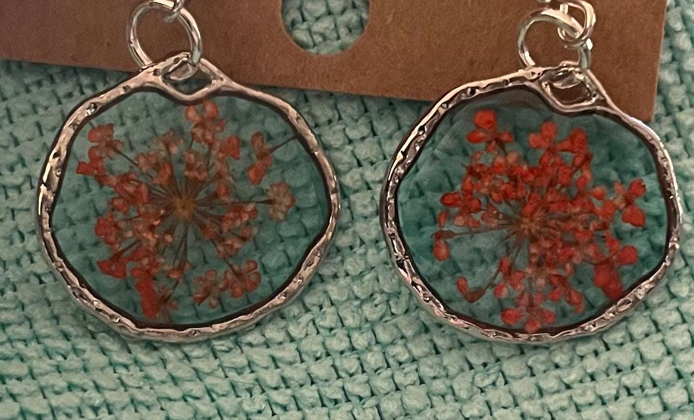 Orange Flower Earrings