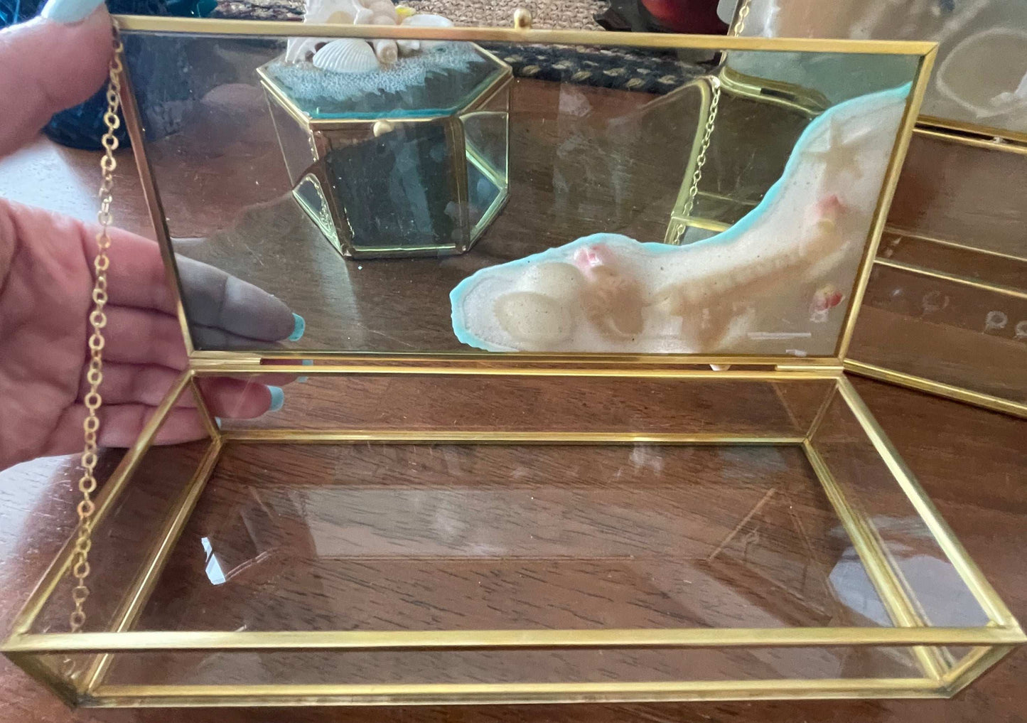 Ocean Shells and Glass Jewelry Boxes