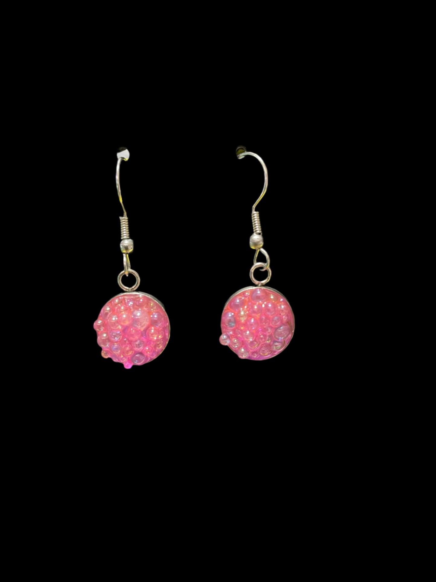 Pink small beads handmade resin earrings