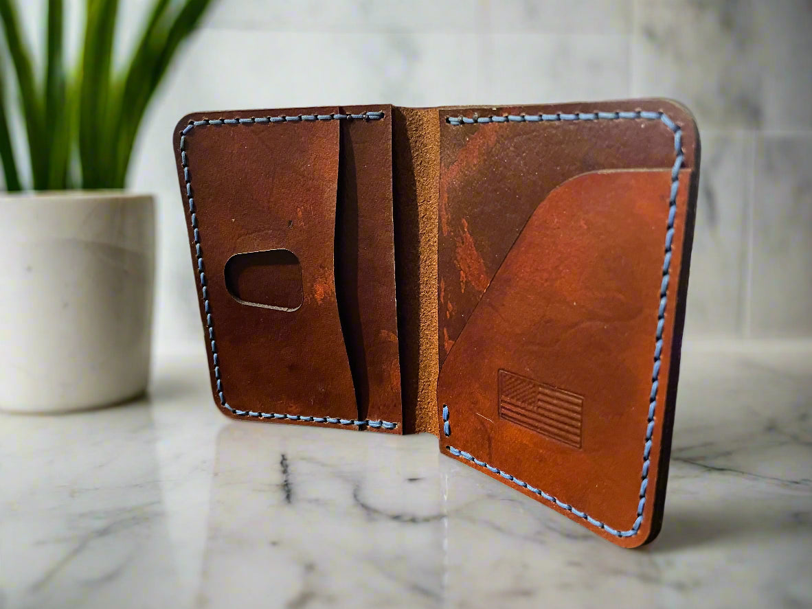 Brown Handmade Leather Wallet side view