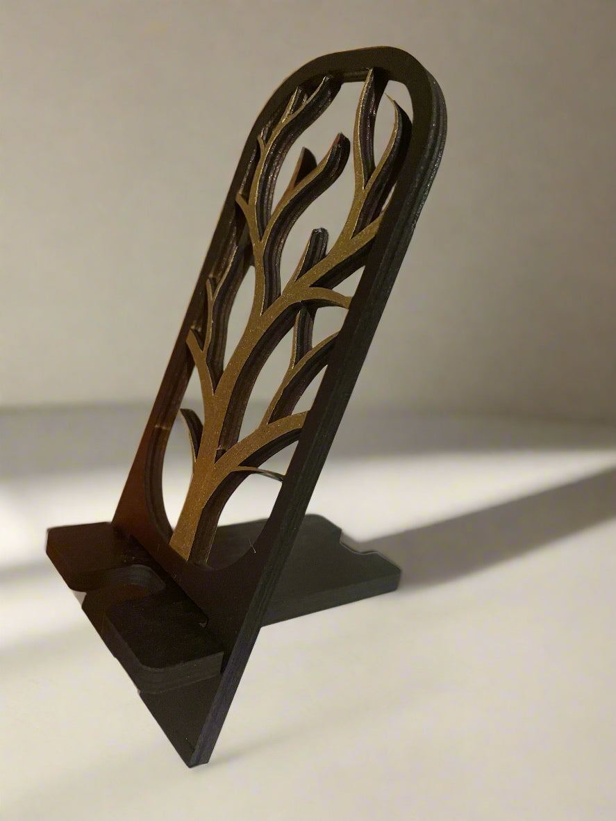 Tree of Life cell phone stand ~ Laser Engraved~ Gold and Black