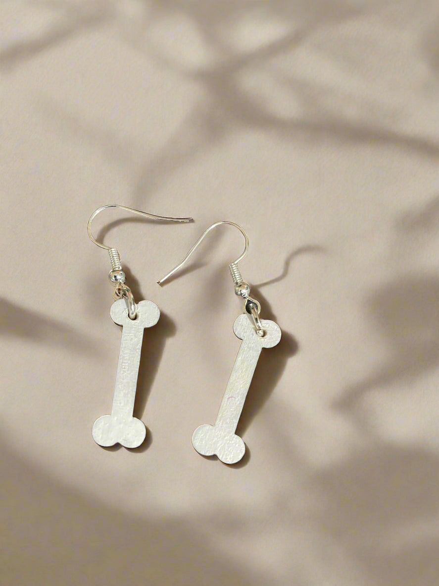 Dog Bone Laser Engraved wooden earrings