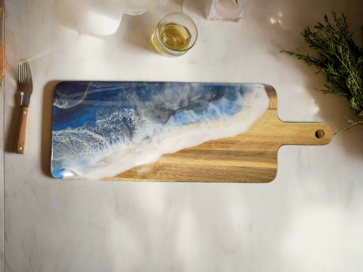 Stormy Resin Charcuterie Board Ocean overview