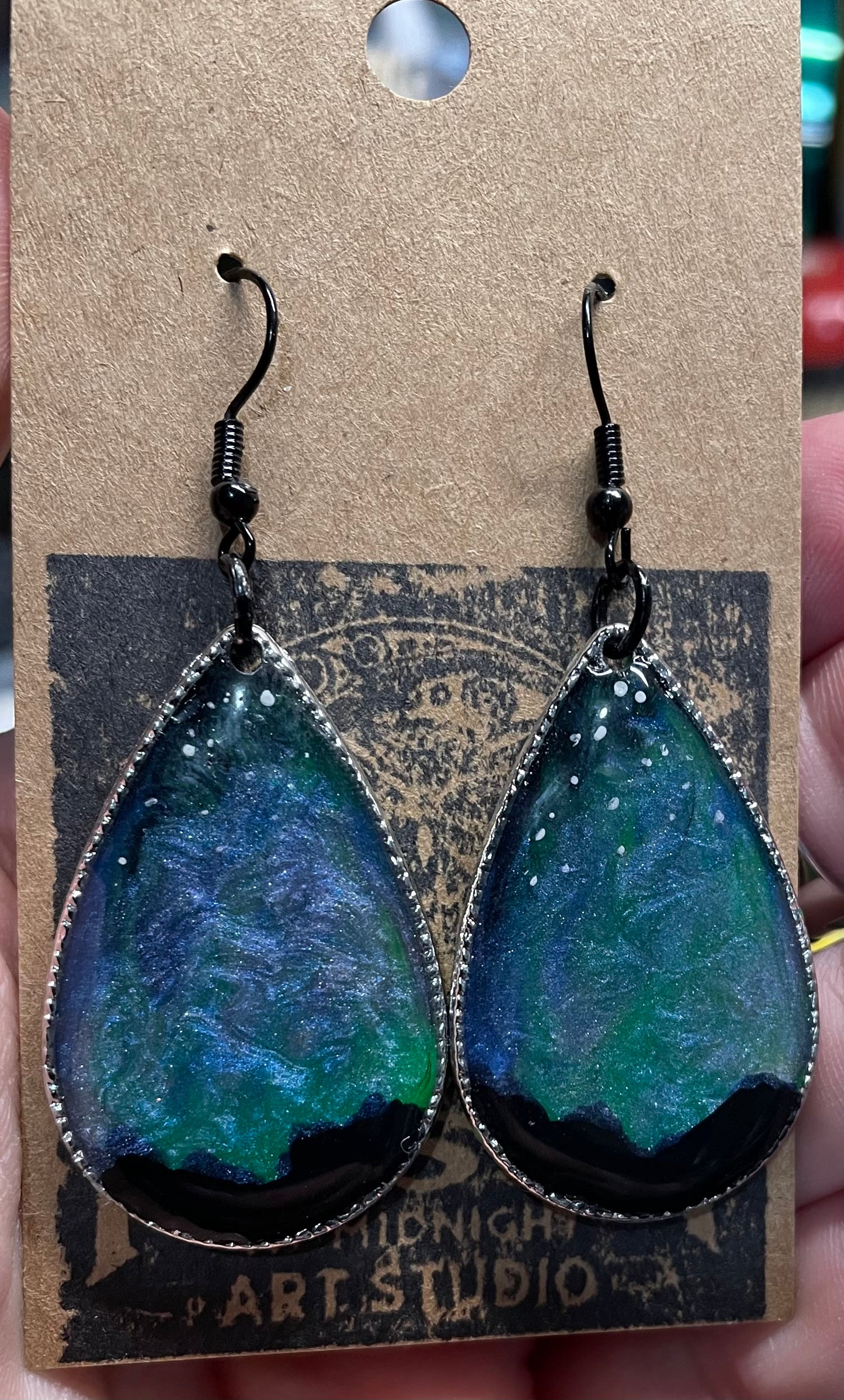 Northern Lights Resin teardrop earrings