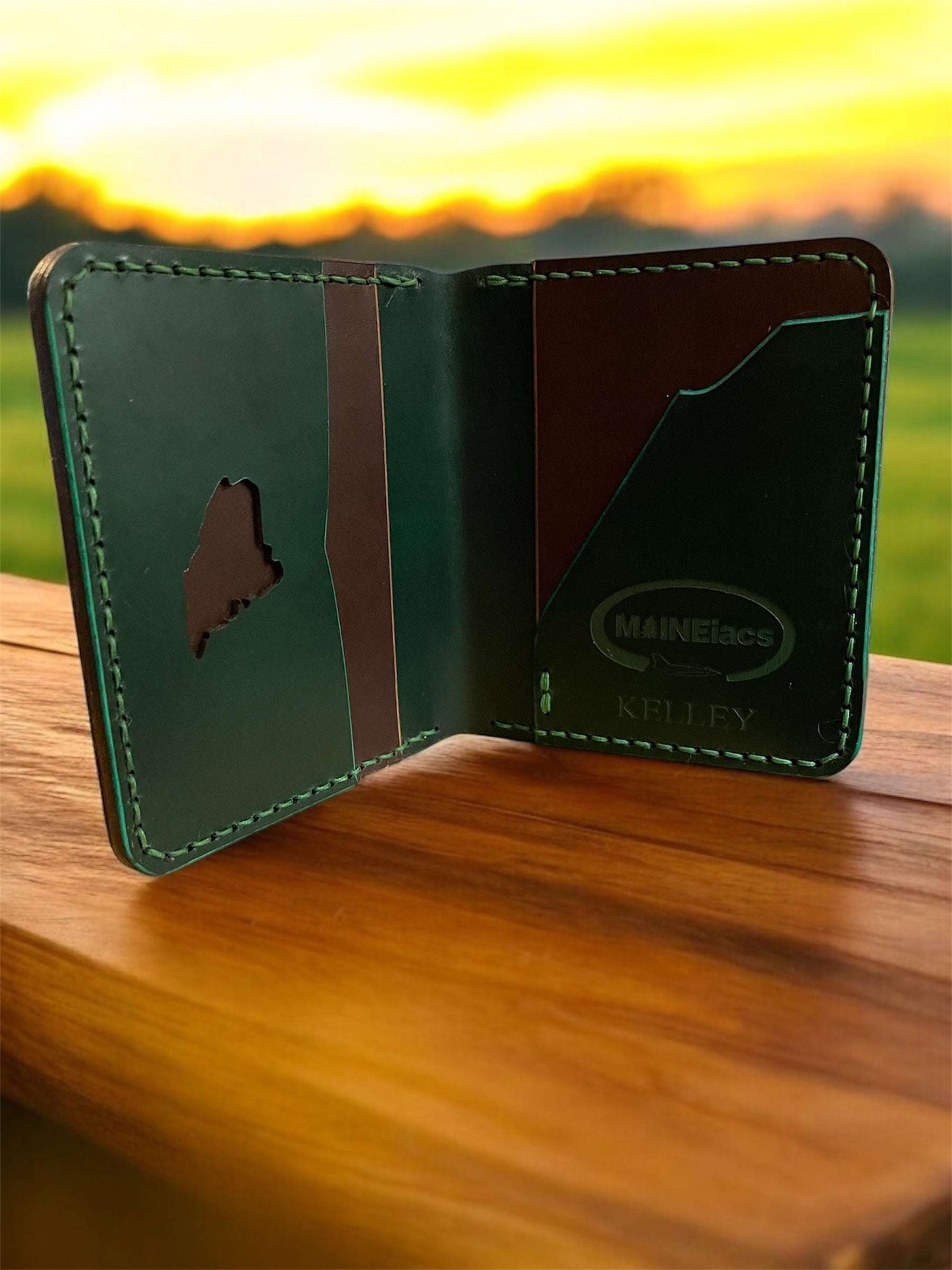 Maineiacs Air Force Wallet Handmade with Italian Leather