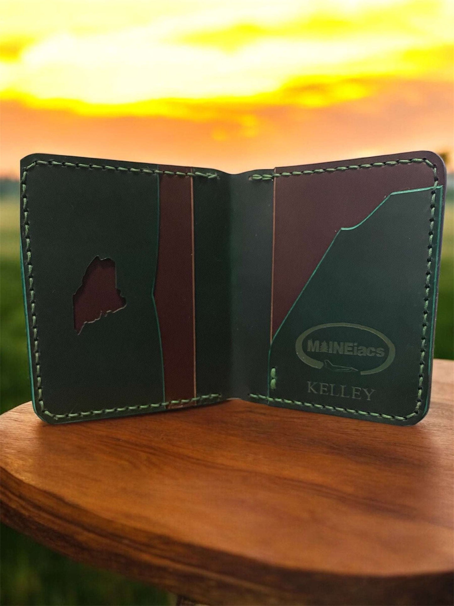 Maineiacs Air Force Wallet Handmade with Italian Leather