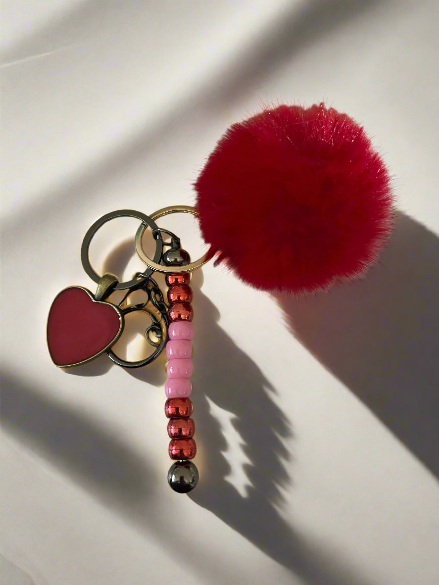 Red Valentine's Day Keychain with Resin pendent Handmade