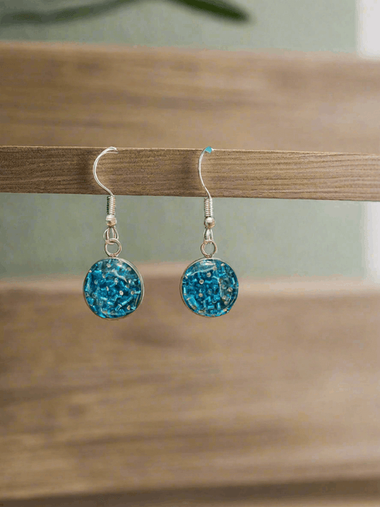 Blue beads handmade resin earrings