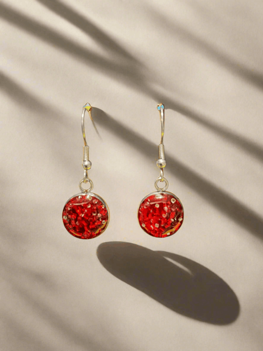 Red beads handmade resin earrings