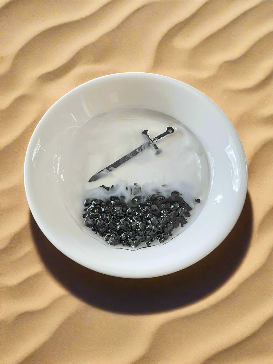 Black Sand Beach and Sword  Round Jewelry Dish