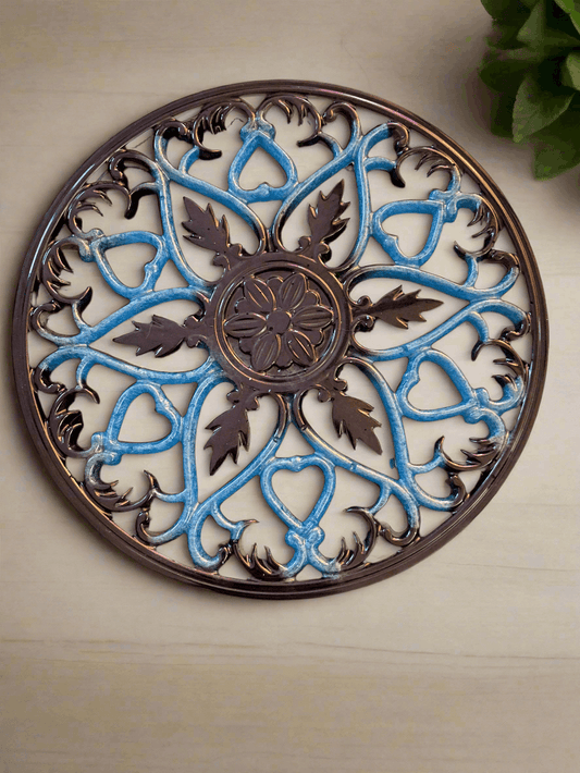 Blue Colored Trivet overview made of resin
