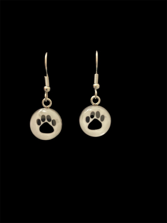 Paw Print handmade resin earrings round