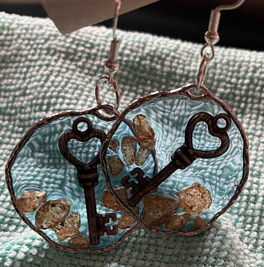 Heart Key Earrings
