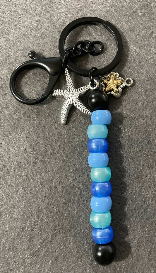 Starfish charm Keychain with beads