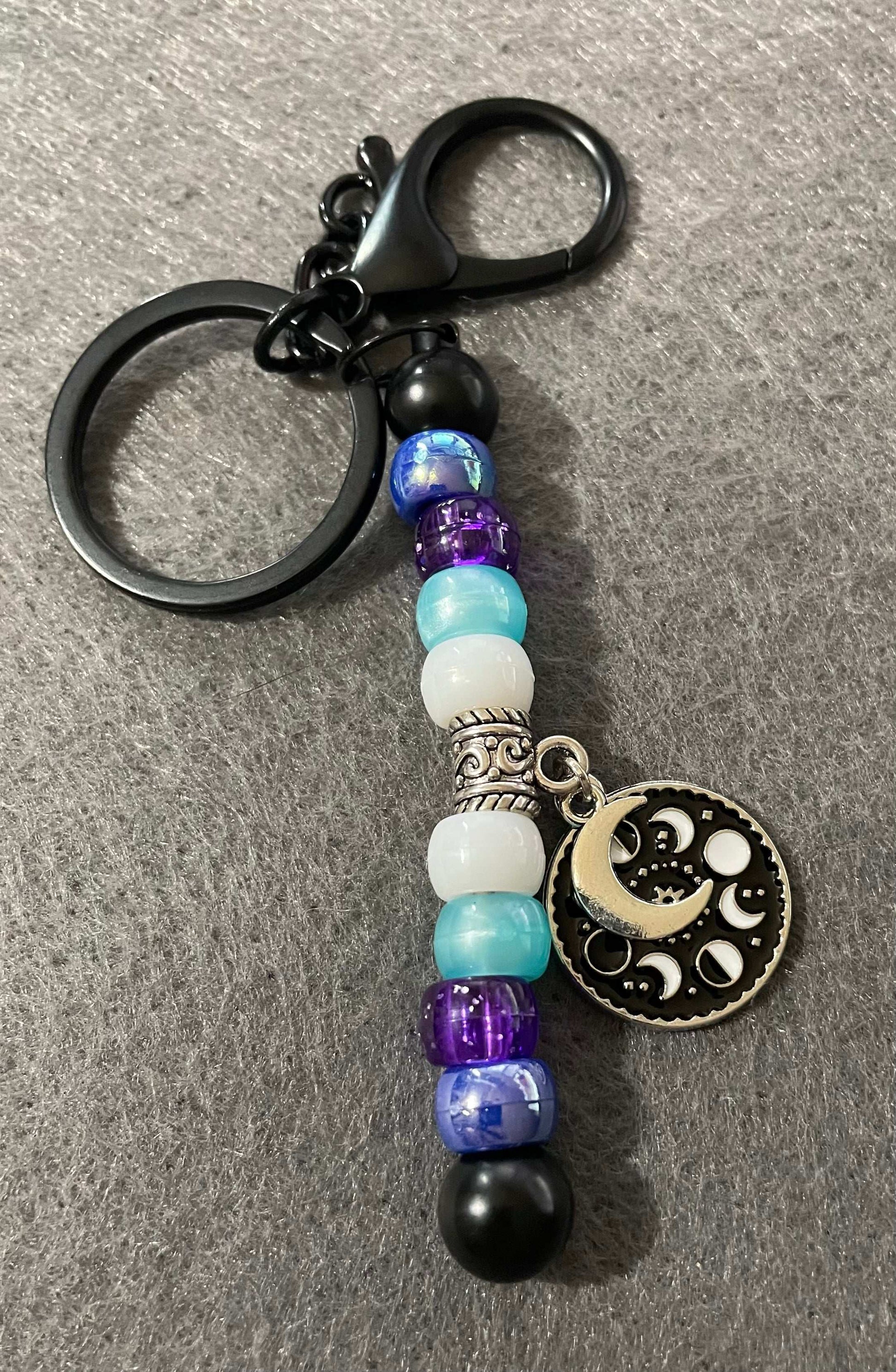 Moon phase charm Keychain and beads