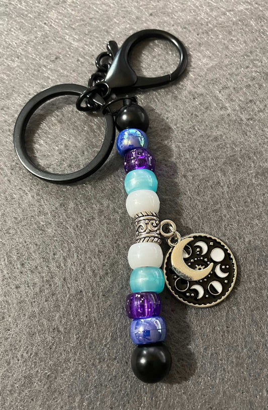 Moon phase charm Keychain and beads