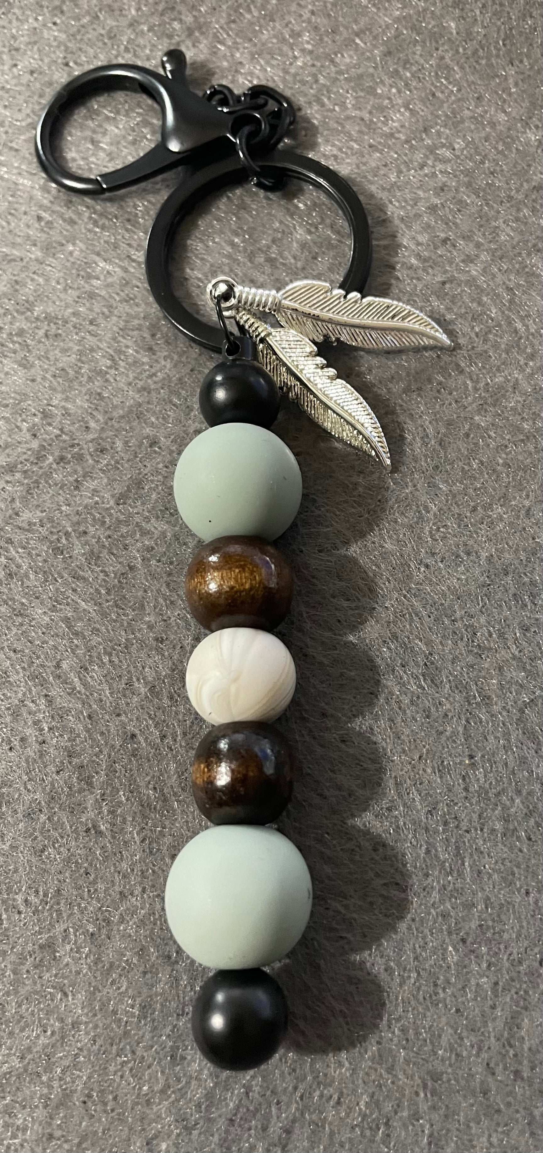 Feather charm Keychain with beads