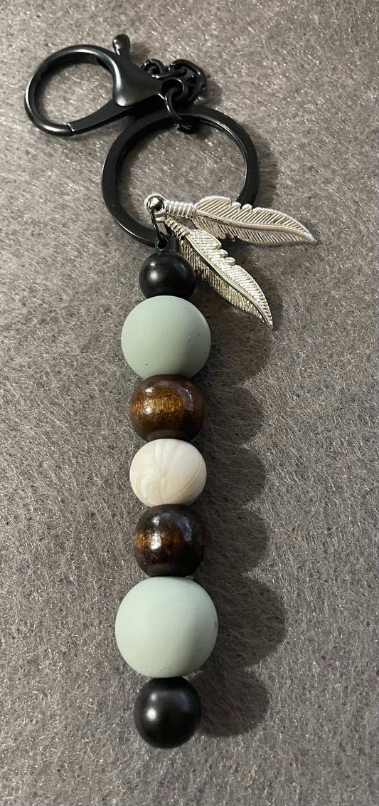 Feather charm Keychain with beads