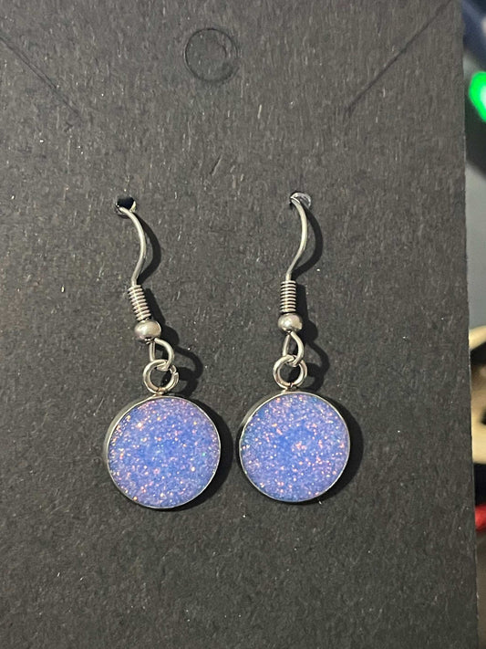 Round Lavender Earrings made with UV resin