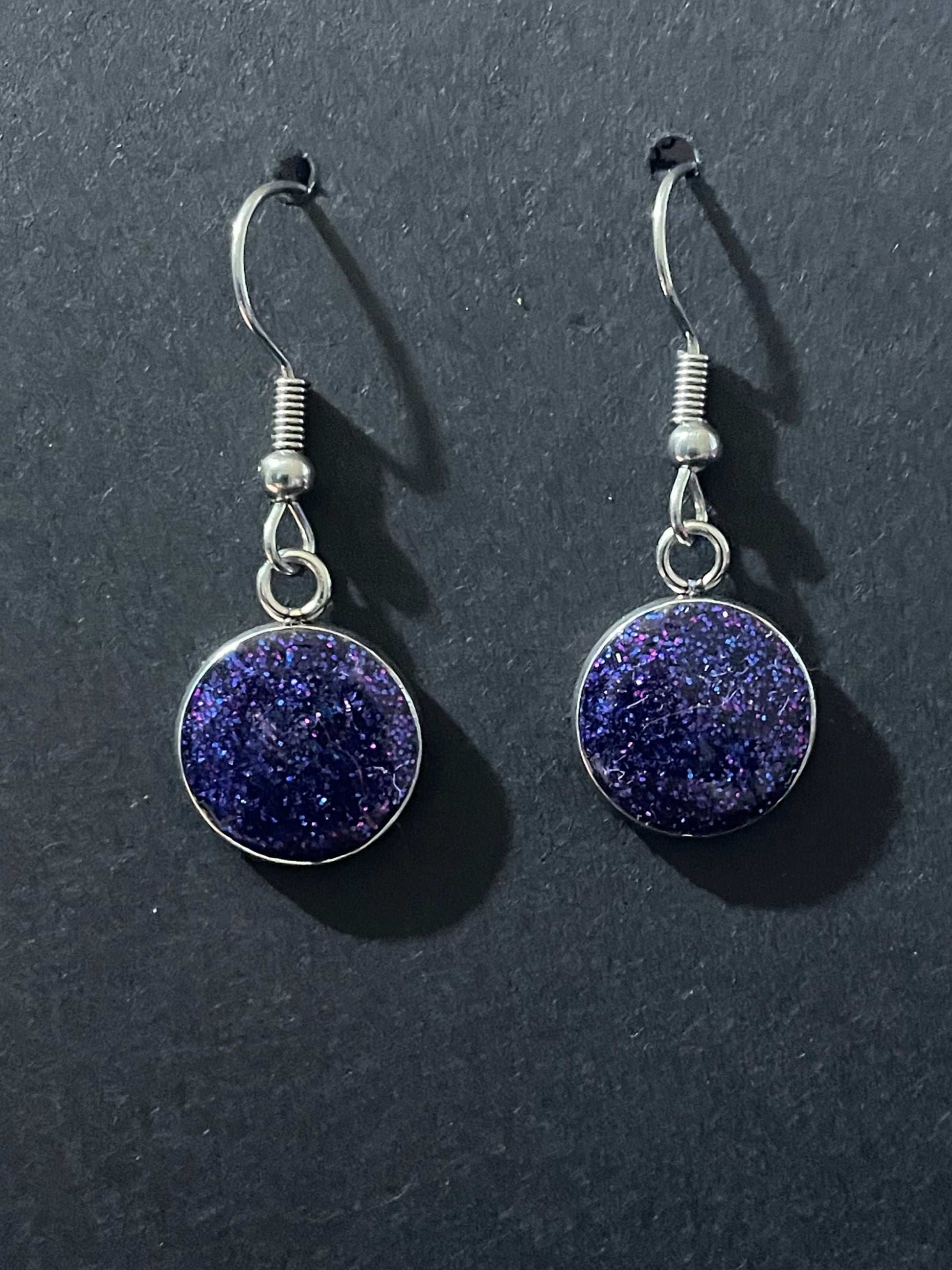 Electric Dark Purple Rounded Earrings