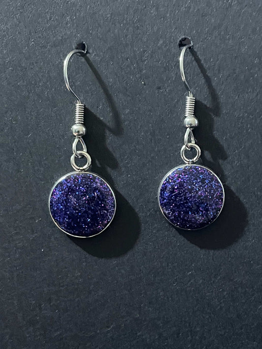 Electric Dark Purple Rounded Earrings
