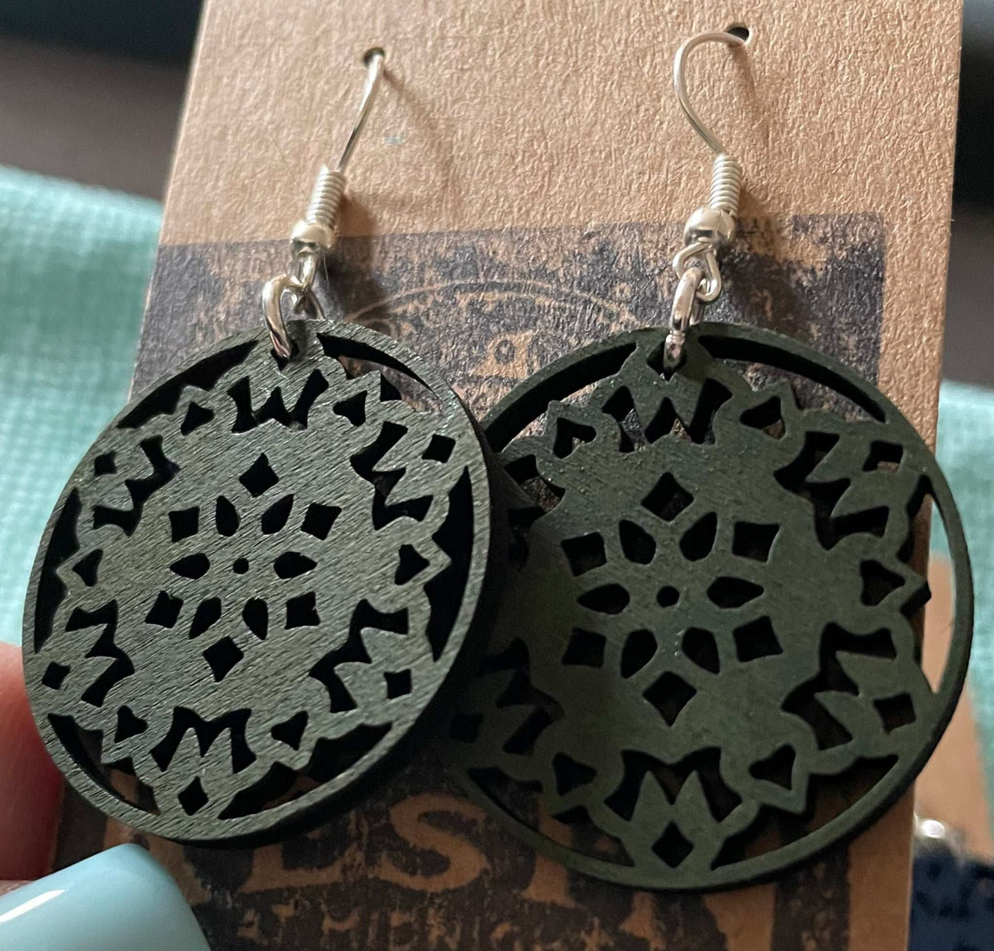 Medium Mandala Wooden Earrings