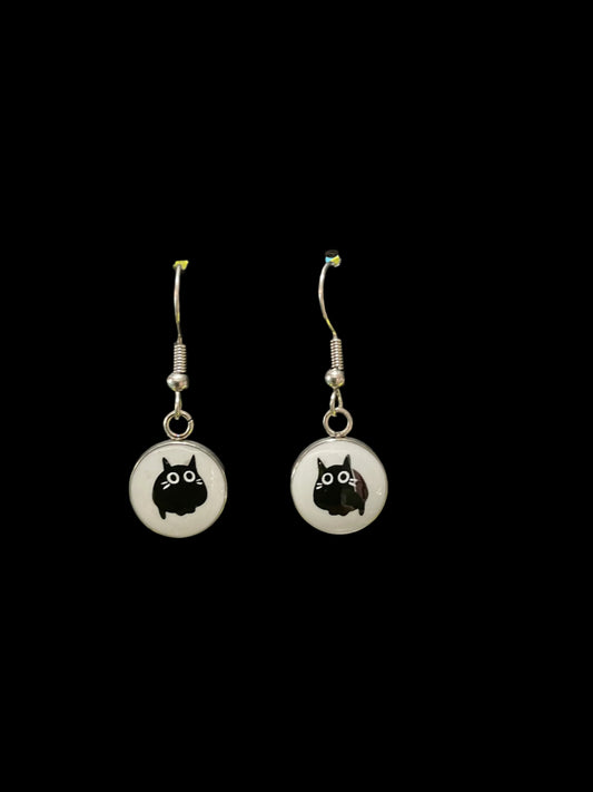 Black cat handmade resin earrings