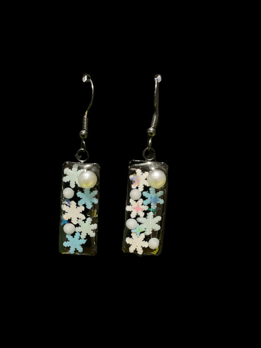 Snowflake handmade resin earrings
