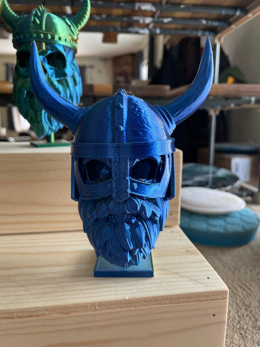 Viking with long horns 3D printed skull