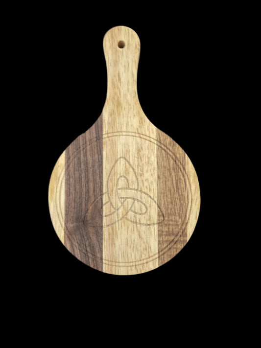 Mini cutting board with laser engraved trinity knot