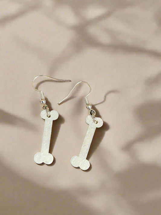 Dog Bone Laser Engraved wooden earrings