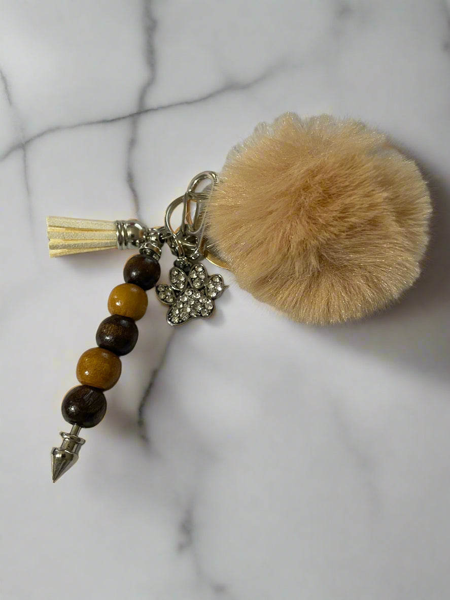 Animal Lover Keychain with wooden beads